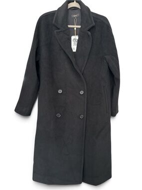 LAST DAY Quince Wool Cashmere Double Breasted Slouch Coat Black Size M NWT
